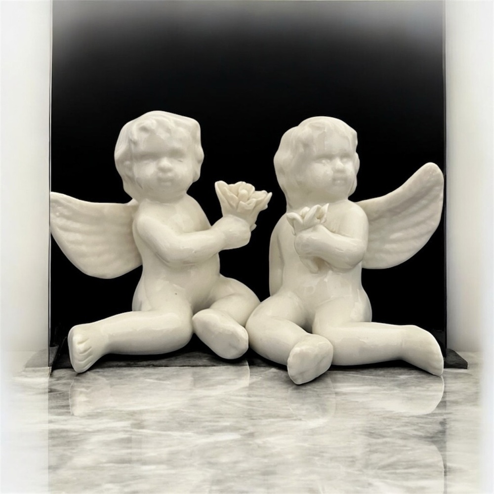 Porcelain Angel-Fairys-Cherubs 2 Vintage Excellent Condition white porcelain